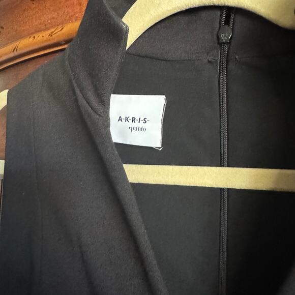 Akris Punto Black Sleeveless Fauz Wrap Sheath Slit Dress 10 - Picture 3 of 10